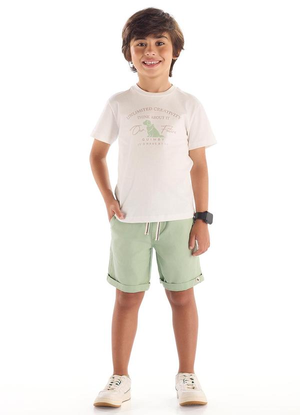 Vista 2 Conjunto Camiseta Bermuda Ajustável Quimby Branco Quimby
