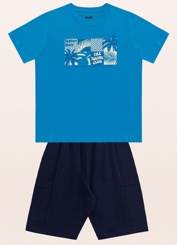 Vista 2 Conjunto Camiseta/Bermuda Azul Fakini Kids Fakini Kids