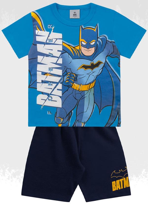 Vista 2 Conjunto Camiseta/Bermuda Batman Azul Fakini Kids Fakini Kids