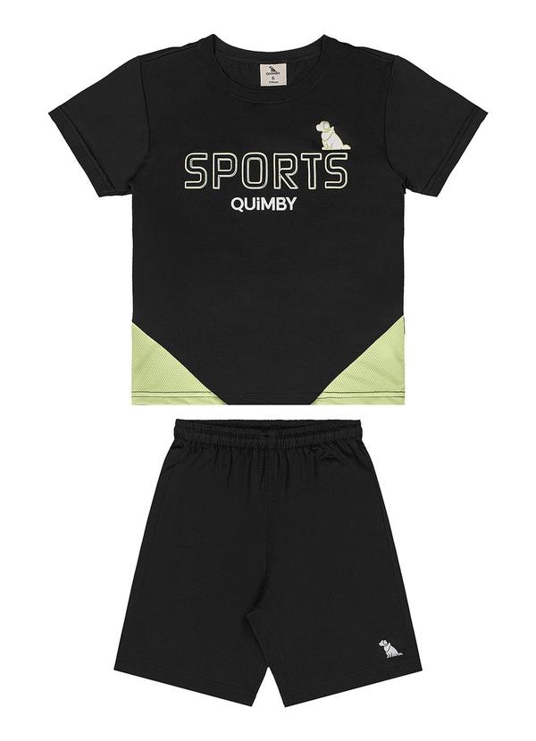 Conjunto Camiseta Bermuda Dry Fit Preto