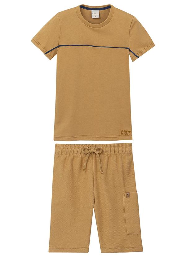 Vista 2 Conjunto Camiseta & Bermuda em Moletom Caramelo Carinhoso Carinhoso