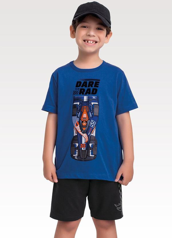 Conjunto Camiseta/Bermuda Hot Wheels Azul