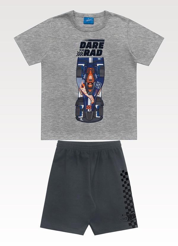 Conjunto Camiseta/Bermuda Hot Wheels Cinza