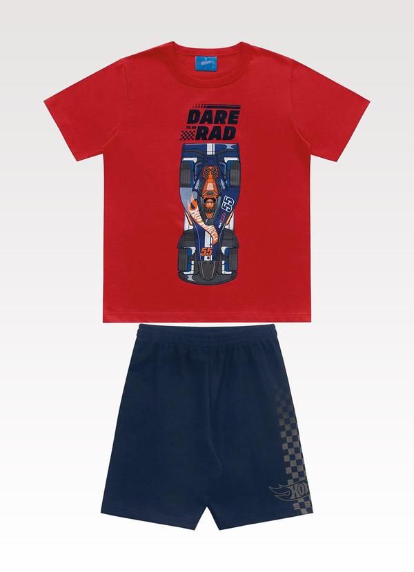 Conjunto Camiseta/Bermuda Hot Wheels Vermelho