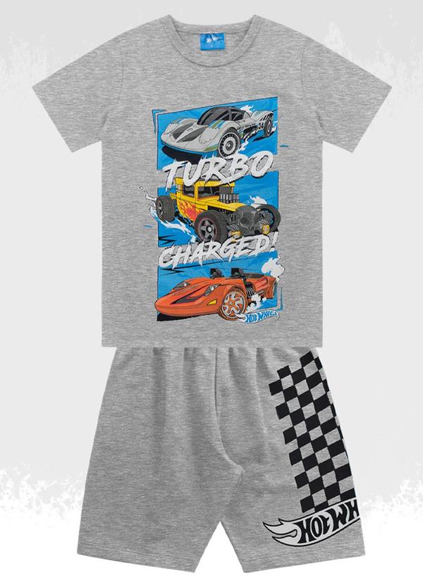 Vista 2 Conjunto Camiseta/Bermuda Hotwheels Cinza Hot Wheels Hot Wheels