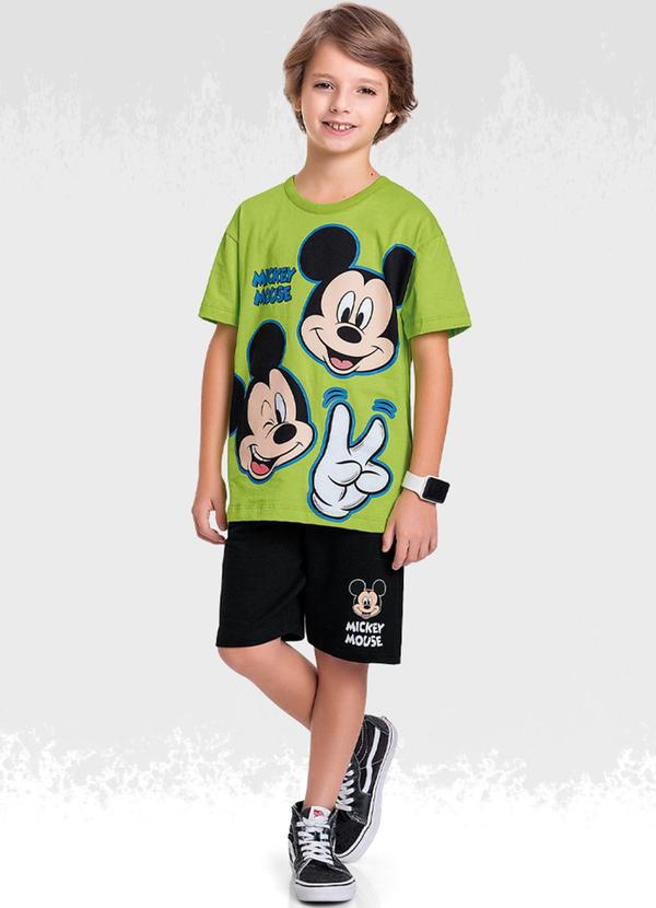 Vista 2 Conjunto Camiseta/Bermuda Mickey Mouse Preto Fakini Kids Fakini Kids