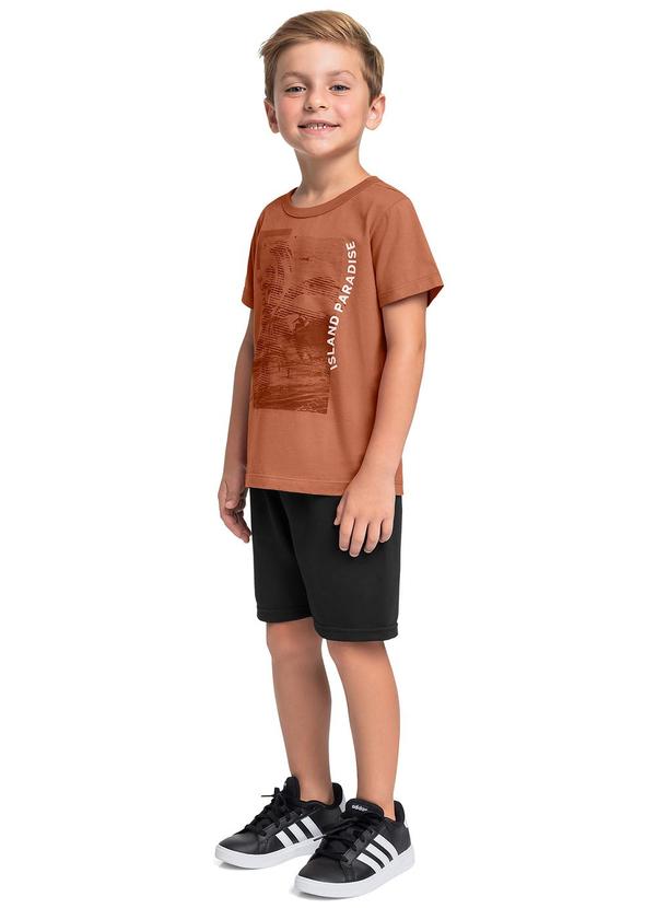 Conjunto Camiseta Bermuda Moletom Marrom