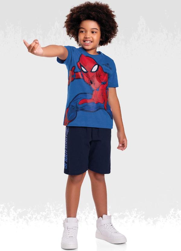 Vista 2 Conjunto Camiseta/Bermuda Spider-Man Azul Homem Aranha Homem Aranha