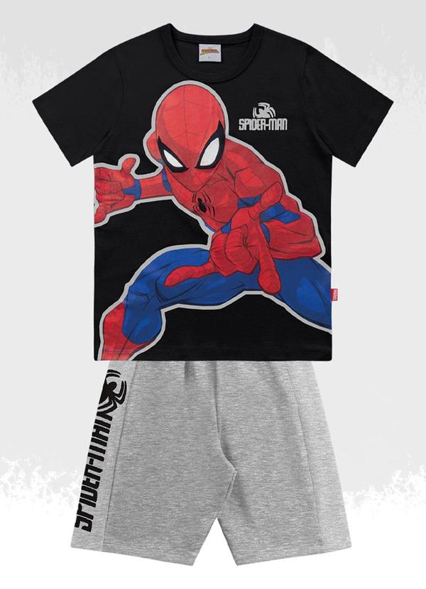 Vista 2 Conjunto Camiseta/Bermuda Spider-Man Preto Fakini Kids Fakini Kids