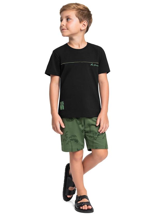 Conjunto Camiseta Bermuda Tropical Preto
