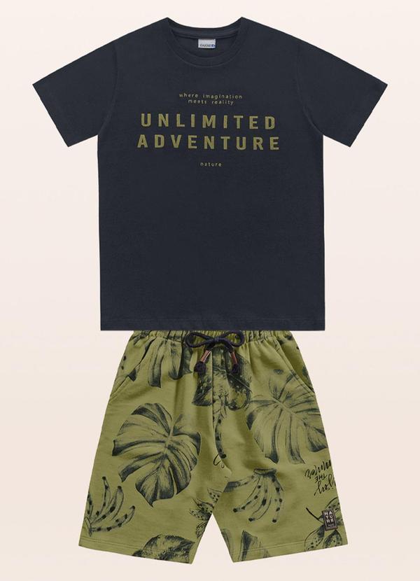 Vista 2 Conjunto Camiseta/Bermuda Verde Fakini Kids Fakini Kids
