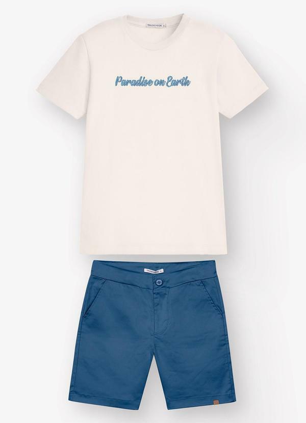 Conjunto Camiseta com Bermuda Bege
