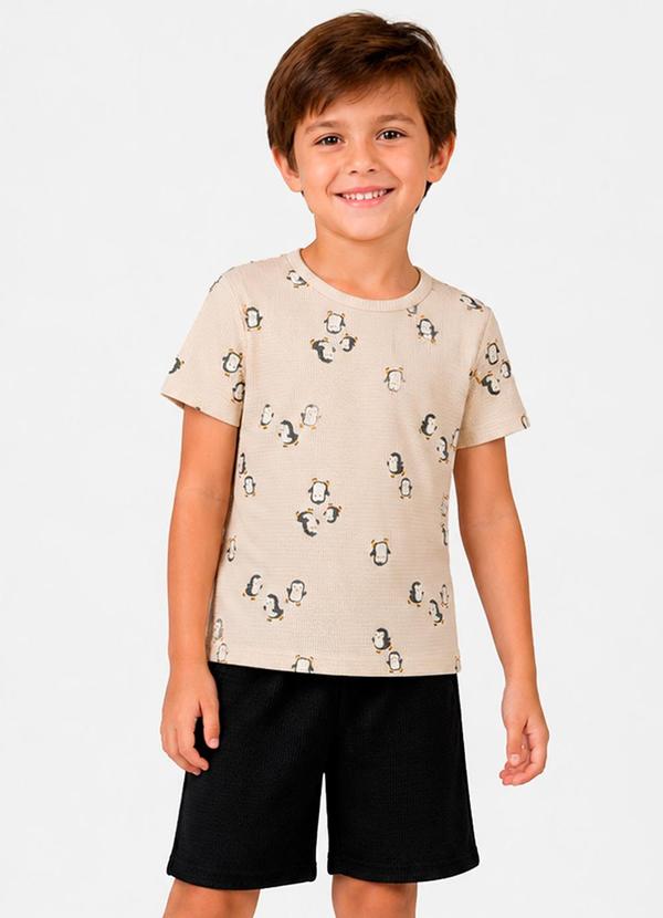 Conjunto Camiseta com Bermuda Bege