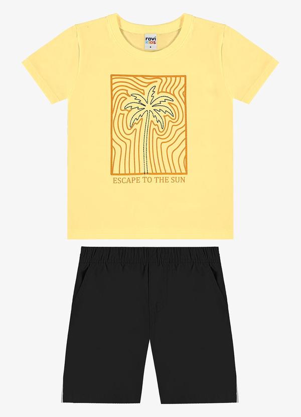 Conjunto Camiseta com Bermuda Infantil Amarelo