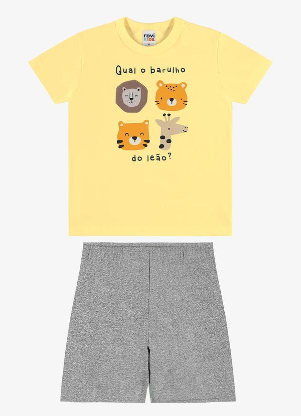 Conjunto Camiseta com Bermuda Infantil Amarelo
