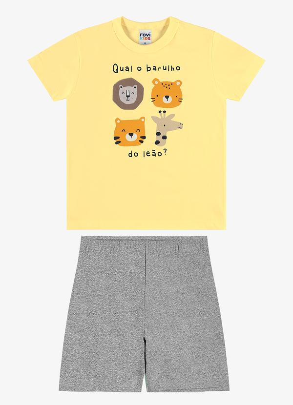 Conjunto Camiseta com Bermuda Infantil Amarelo