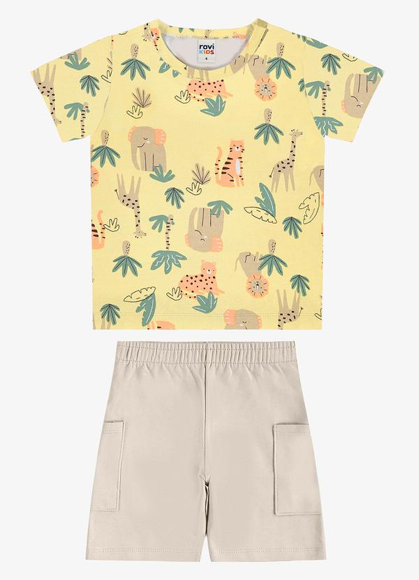 Conjunto Camiseta com Bermuda Infantil Amarelo