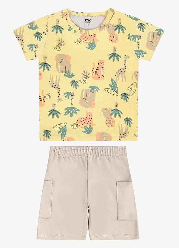 Conjunto Camiseta com Bermuda Infantil Amarelo