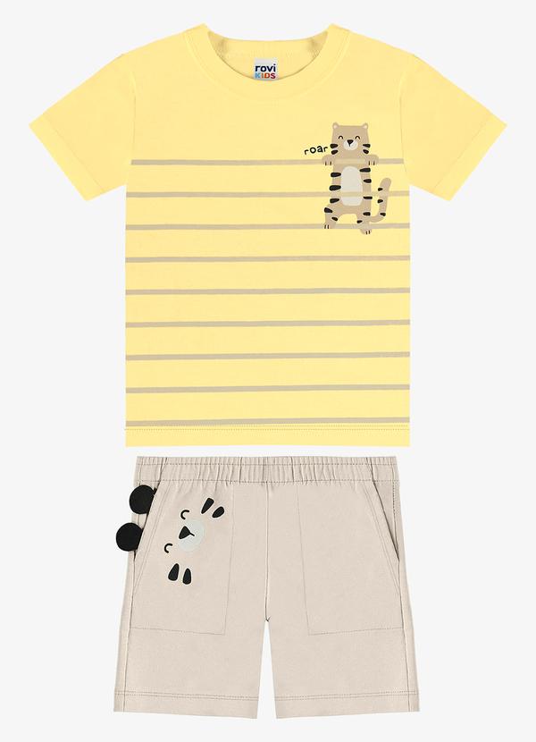 Conjunto Camiseta com Bermuda Infantil Amarelo