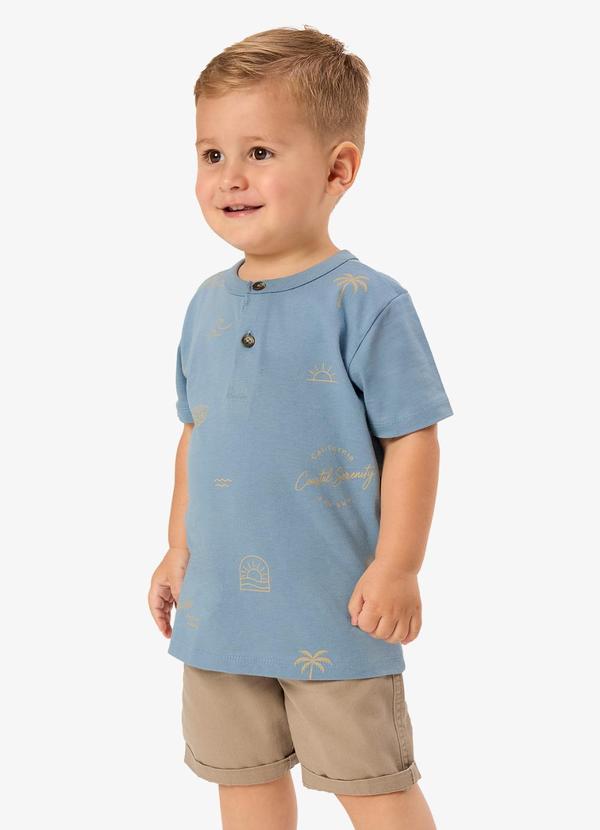 Conjunto Camiseta com Bermuda Infantil Azul