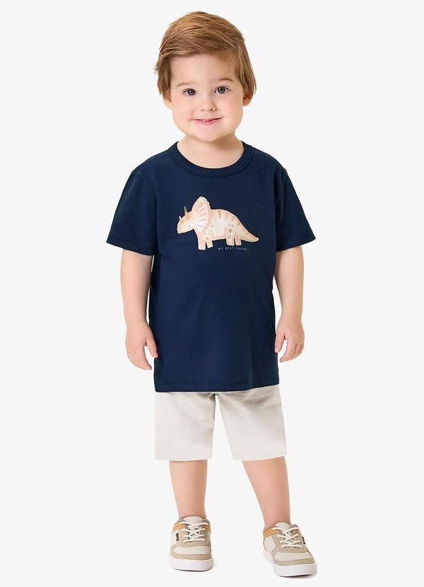 Conjunto Camiseta com Bermuda Infantil Azul