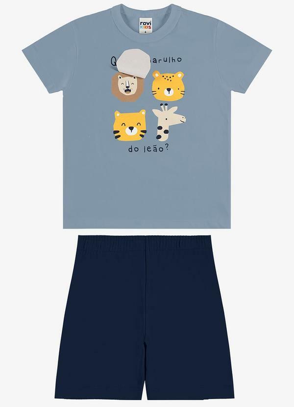Conjunto Camiseta com Bermuda Infantil Azul