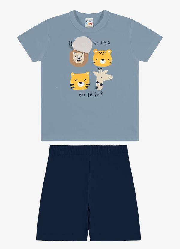 Conjunto Camiseta com Bermuda Infantil Azul