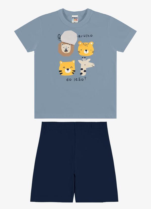 Conjunto Camiseta com Bermuda Infantil Azul