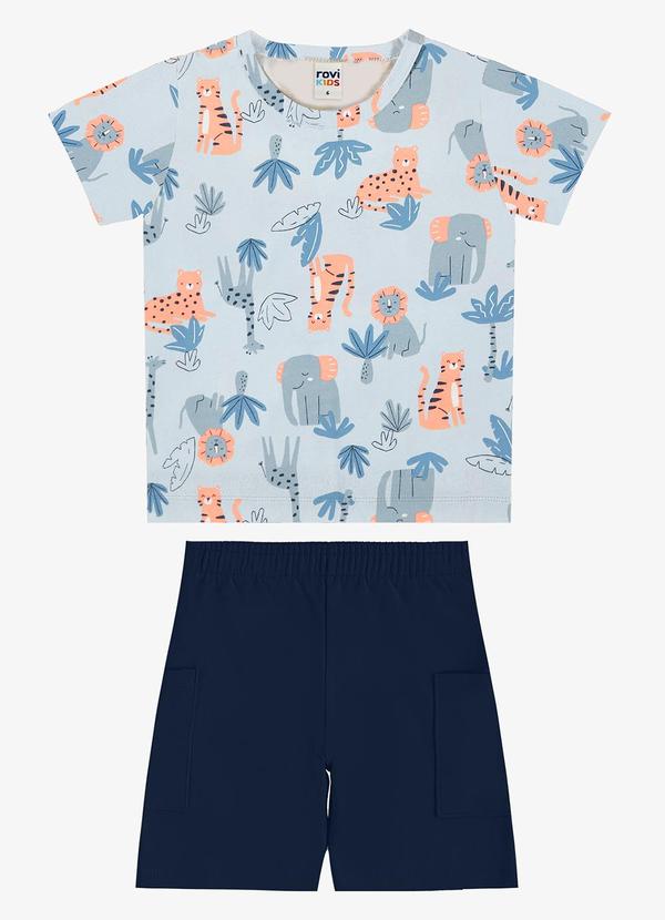 Conjunto Camiseta com Bermuda Infantil Azul