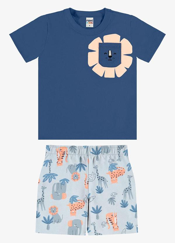 Conjunto Camiseta com Bermuda Infantil Azul