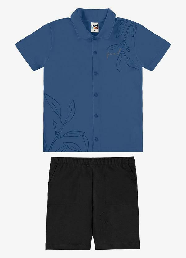 Conjunto Camiseta com Bermuda Infantil Azul