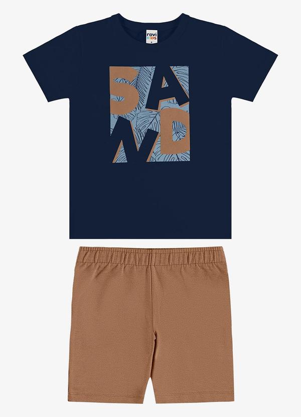 Conjunto Camiseta com Bermuda Infantil Azul