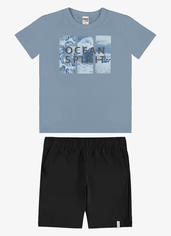 Conjunto Camiseta com Bermuda Infantil Azul