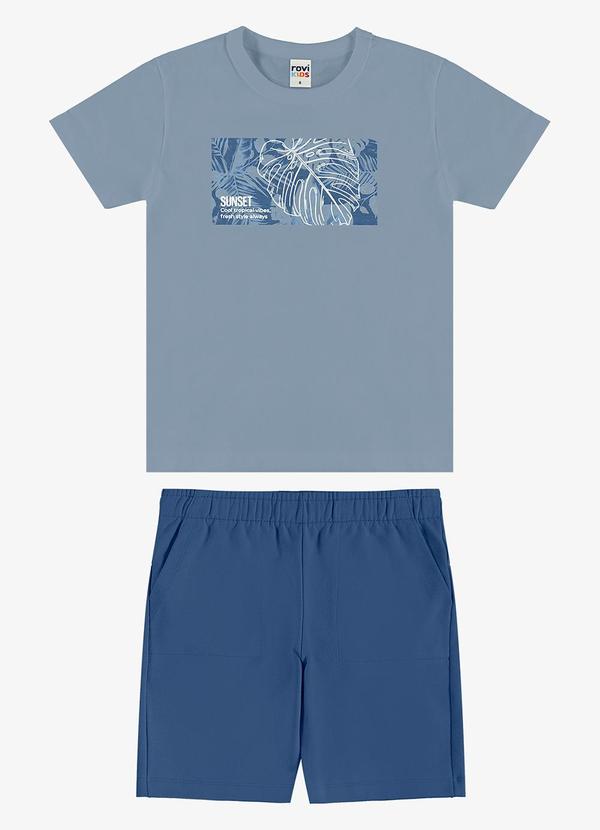 Conjunto Camiseta com Bermuda Infantil Azul