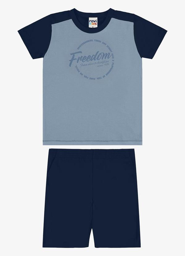 Conjunto Camiseta com Bermuda Infantil Azul