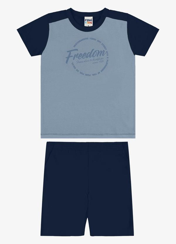 Conjunto Camiseta com Bermuda Infantil Azul