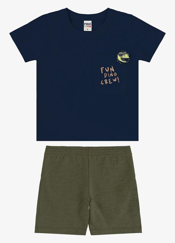 Conjunto Camiseta com Bermuda Infantil Azul