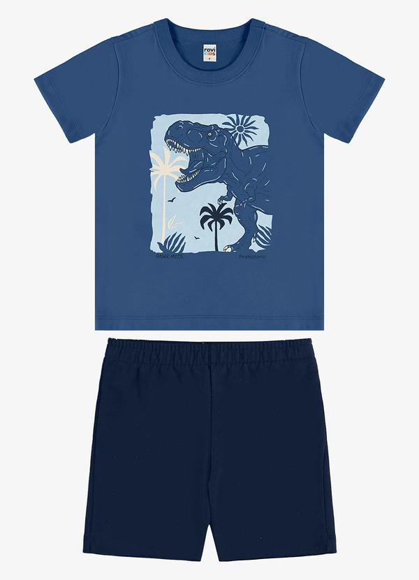 Conjunto Camiseta com Bermuda Infantil Azul
