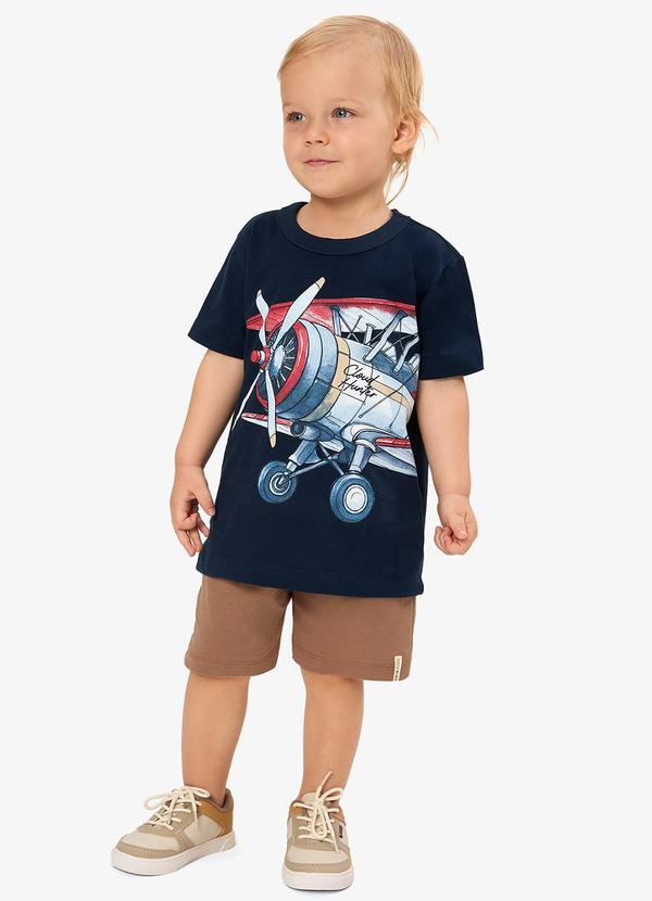 Conjunto Camiseta com Bermuda Infantil Azul