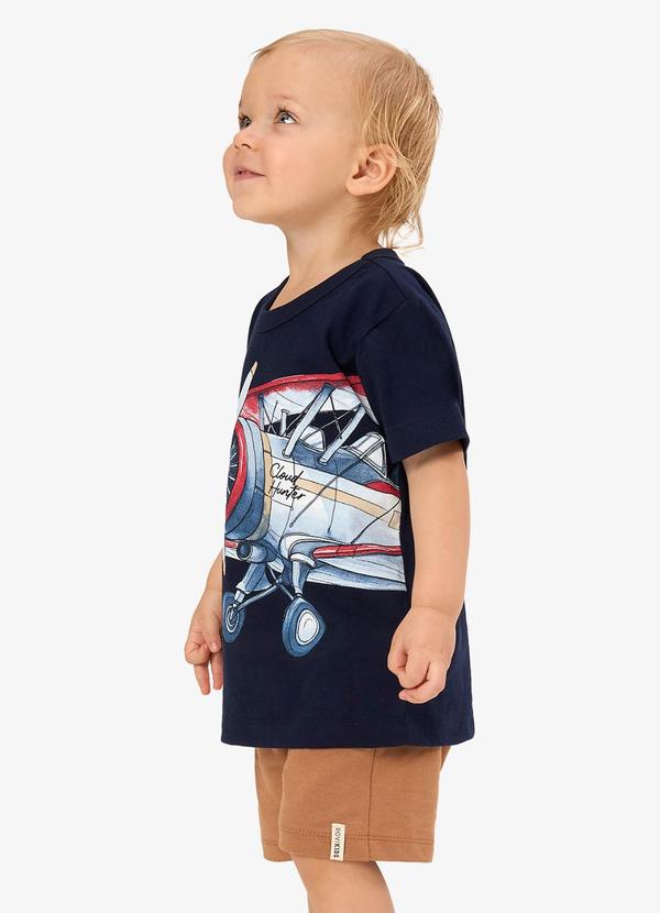 Conjunto Camiseta com Bermuda Infantil Azul