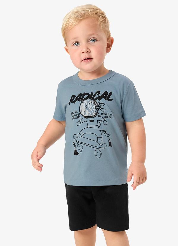 Conjunto Camiseta com Bermuda Infantil Azul