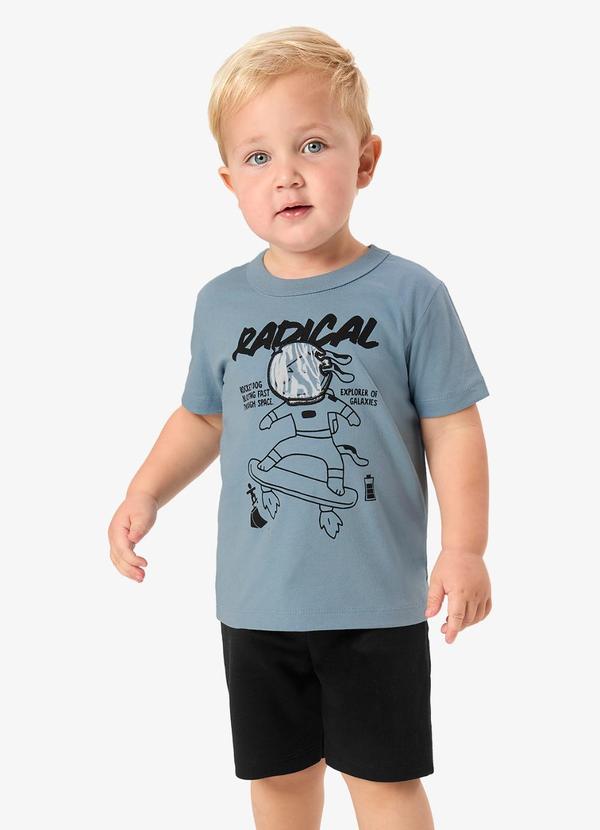 Conjunto Camiseta com Bermuda Infantil Azul