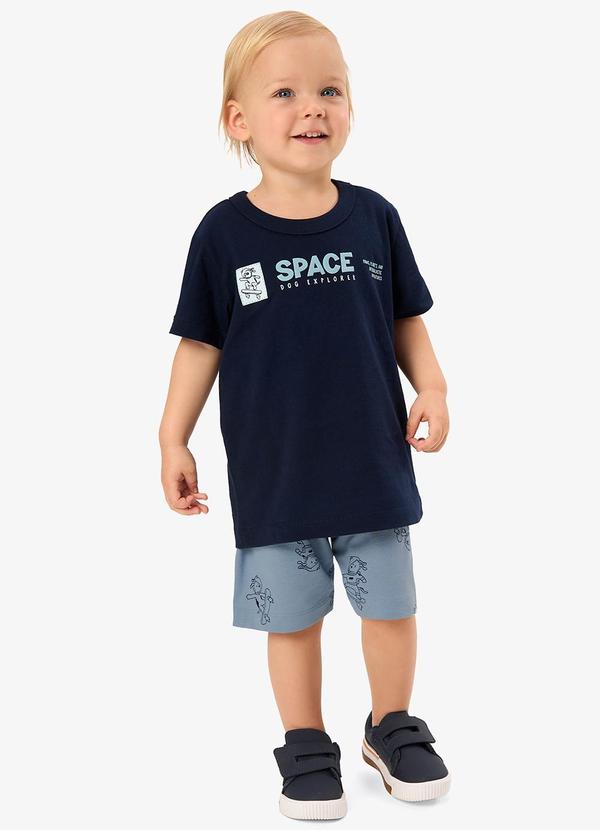 Conjunto Camiseta com Bermuda Infantil Azul