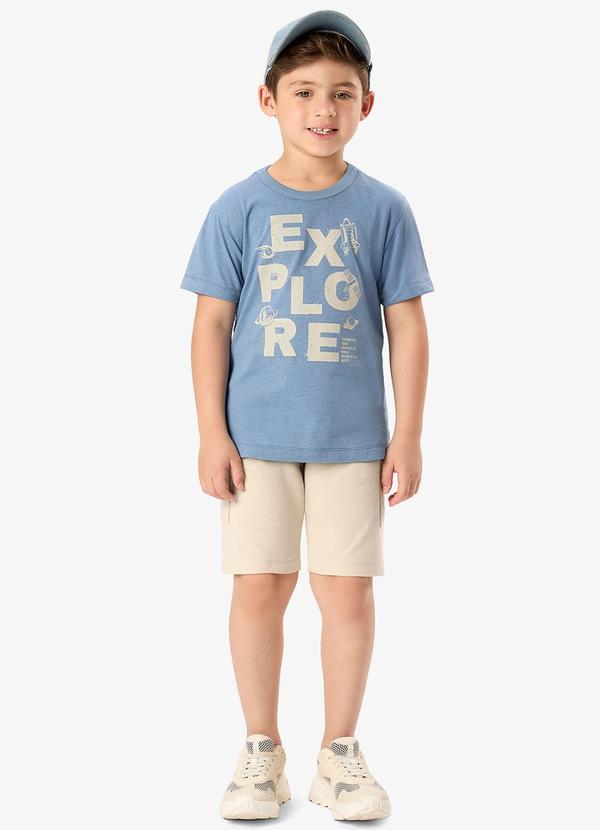 Conjunto Camiseta com Bermuda Infantil Azul