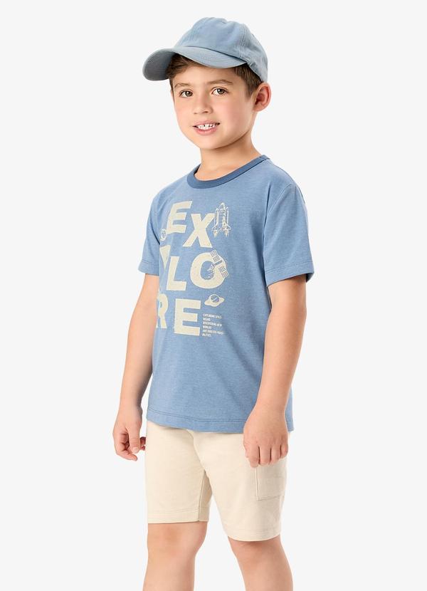 Conjunto Camiseta com Bermuda Infantil Azul