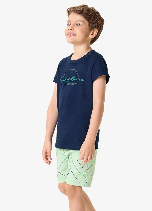 Conjunto Camiseta com Bermuda Infantil Azul