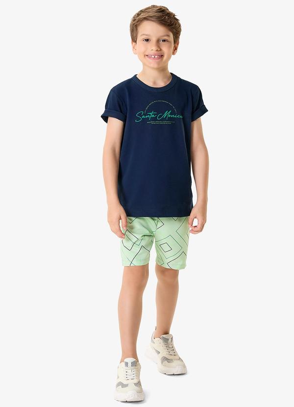 Conjunto Camiseta com Bermuda Infantil Azul
