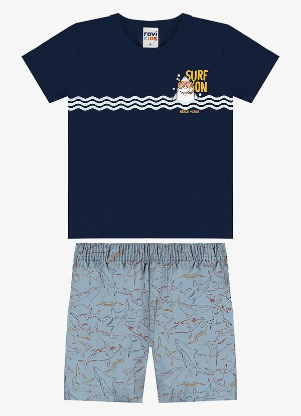 Conjunto Camiseta com Bermuda Infantil Azul