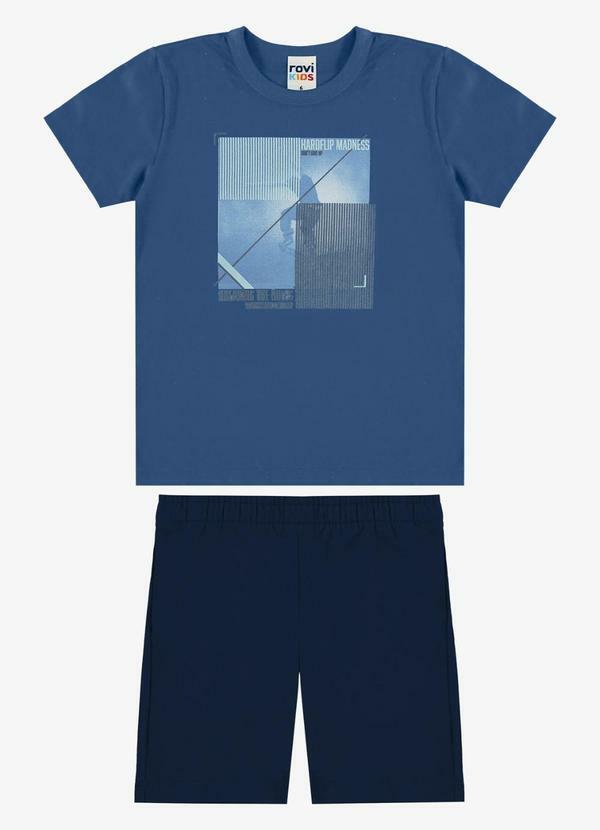 Conjunto Camiseta com Bermuda Infantil Azul