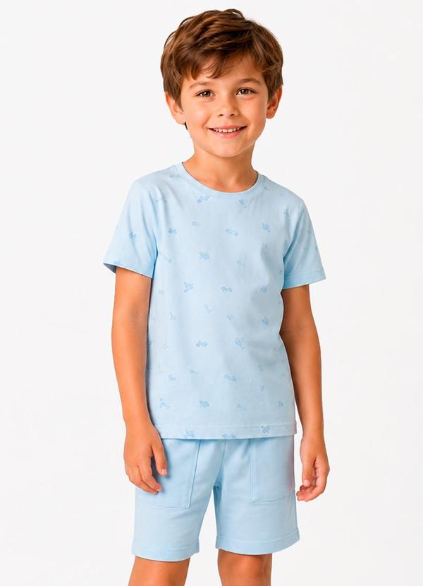 Conjunto Camiseta com Bermuda Infantil Azul